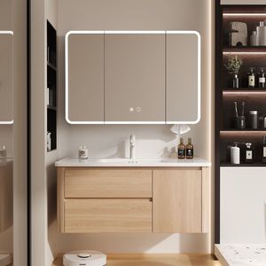 Mueble de Baño Suspendido en Pared con Lavabo Empotrado, Estilo Simple Personalizado, Sin Pintura - Product Image 2