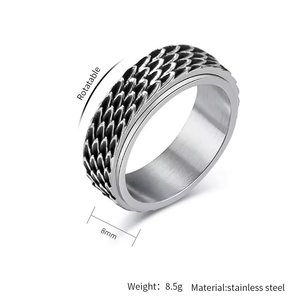 男性のためのレトロなデザインドラゴンスケール不安リングクールなステンレス鋼スネークドラゴンスケールスピナーリングフィジェットリングメンズギフト - Product Image 2