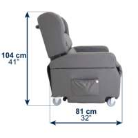 Fauteuil releveur électrique avec roues, fauteuil de transfert électrique, poignée, fauteuil inclinable gris, double moteur, design français, écran PVC, télécommande KMINA