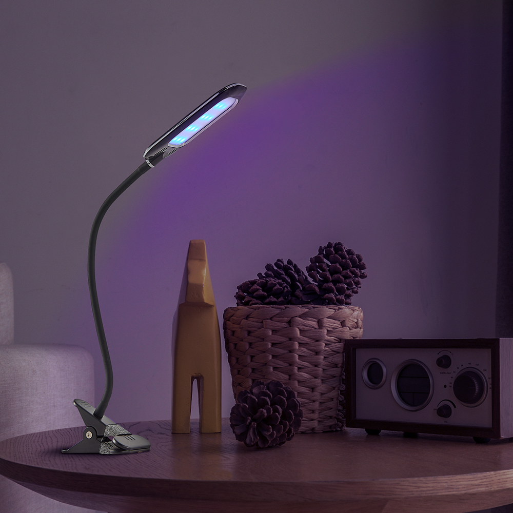2020 5W UVC Рабочий стол с регулируемой яркостью кварцевые стерилизатор Светодиодная настольная лампа с USB Ультрафиолетовая лампа для дома и офиса дезинфекционный УФ лампа с зажимом