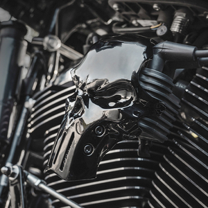 Cubierta de Bobina con Forma de Calavera para Softail de 18 Pulgadas o Posteriores, Touring de 24 Pulgadas o Posteriores, Street <span class=keywords><strong>Glide</strong></span>, <span class=keywords><strong>Road</strong></span> <span class=keywords><strong>Glide</strong></span> y Modelos <span class=keywords><strong>CVO</strong></span>, en Cromo Dorado Eclipse Negro - Product Image 6