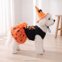 Déguisement d'Halloween pour chien : Tenue amusante à motif crâne et citrouille pour animaux de compagnie avec chapeau décoratif
