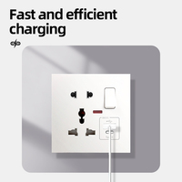 Prise murale universelle multifonction 5 broches 13A 16A avec interrupteur, néon, USB et charge rapide Type-C, ignifuge, pour bureau