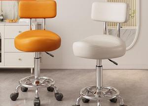 Silla de Salón de Belleza Exclusiva, Silla de Recepción, Taburete Alto con Ruedas Giratorias y Elevación, Taburete para Peluquería - Product Image 3