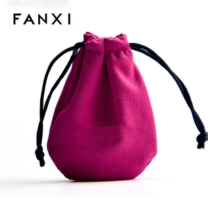 FANXI Wholesale Custom Printed Dust Proof Small Jewelry Gift Suede Drawstring Suede <b>Pouch</b> Bag - Product Image 1