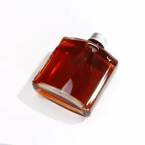 Latest Flat Hip Flask 200ミリリットルGlass Bottle With Screw Lid For Clear Glass Whisky Bottle