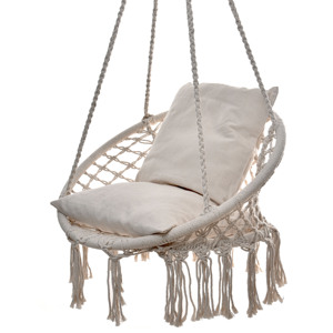 Traditional Outdoor Patio Garden <strong>Swing</strong> Hanging Rope Netting Steel <strong>Frame</strong> 500LBS Capacity for Home Living Room Outdoor Furniture - Product Image 4