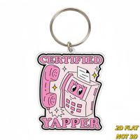 Portachiavi in acrilico certificato Yapper, design retrò rosa a forma di telefono e fax con brillantini, accessorio divertente per amanti dei chat, per borse e chiavi