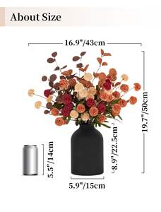 <span class=keywords><strong>Fiori</strong></span> Autunnali in <span class=keywords><strong>Vaso</strong></span> per Centrotavola: <span class=keywords><strong>Vaso</strong></span> in Metallo con 12 Steli di <span class=keywords><strong>Fiori</strong></span> Finti di Chrysanthemum Kiku ed Eucalipti per la Casa - Product Image 4