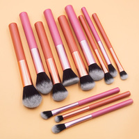 Ensemble de 12 pinceaux de maquillage professionnels de luxe avec logo personnalisé, design coloré unique pour le visage, avec brosse à raser