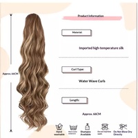 Perruques transfrontalières européennes et américaines, cheveux longs bouclés, queue de cheval synthétique à cordon, résistante à la chaleur, grandes ondulations, chignon bouclé