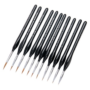 Ensemble de pinceaux à poils de loup noir pour étudiants en art, <span class=keywords><strong>dessin</strong></span> au trait, <span class=keywords><strong>gouache</strong></span>, couleur, contour, huile, manche en bois, virole métallique, poils pointus - Product Image 1