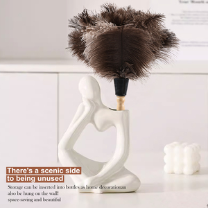 Livraison sous trois jours, 6 dépoussiéreurs de voiture en plumes d'autruche naturelles avec poignées rondes en bois - Product Image 1