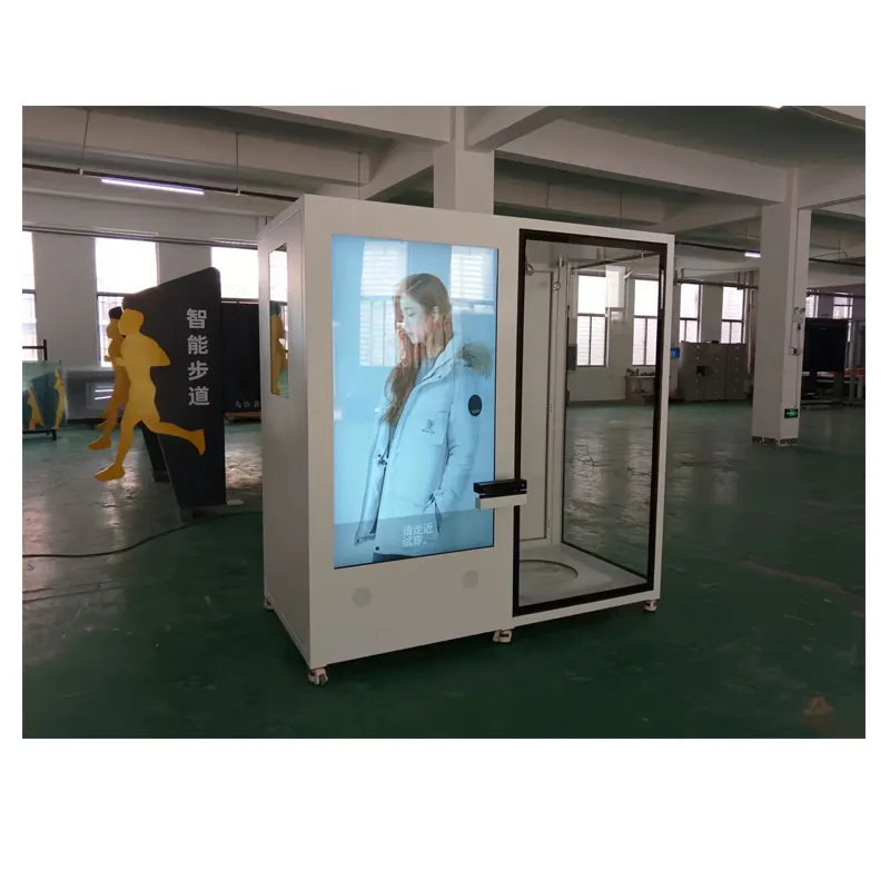 75 Inch White Virtual Fitting Room Digital Signage Ar Mirror Customized Fitting Mirror With Rotatng Model And Clothing Software
