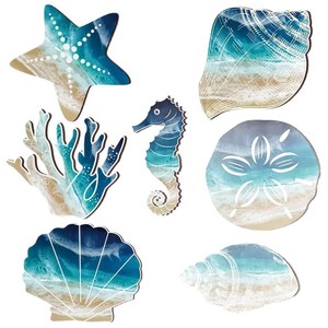 Beach Themed Starfish Seashell Wall Decals Multi Piece Set <b>Rustic</b> Ocean <b>Decor</b> For Bathroom <b>Home</b> Garden Office Spaces - Product Image 5
