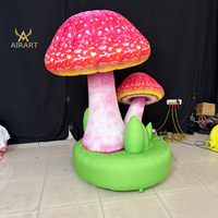 Modèle de ballon gonflable lumineux en forme de champignon de dessin animé, facile à installer, en tissu Oxford, pour la publicité et les fêtes
