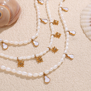 Collar de Perlas de Agua Dulce con Colgante de Circonita en Forma de Estrella, Acero Inoxidable, Estilo Coreano, Joyería para Fiesta - Product Image 2