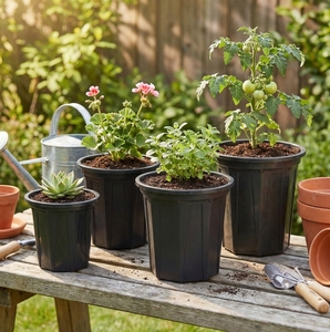 Jardinières modernes en plastique pour plantes vertes d'intérieur, utilisation sur bureau, design minimaliste, matériau PP, pots réutilisables avec excellent B300 - Product Image 5