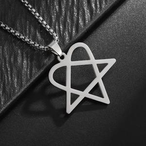 Collana con Cuore e Stella Heartagram per Uomo, Gioielli <span class=keywords><strong>Hip</strong></span> <span class=keywords><strong>Hop</strong></span> Rock in Acciaio Inossidabile - Product Image 6