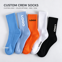 Chaussettes personnalisées à cordon côtelé avec logo personnalisé, options de couleurs, chaussettes en gros, OEM ODM