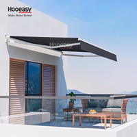 Auvents pliables Hooeasy pour l'extérieur, auvents rétractables en tissu gris pour le jardin