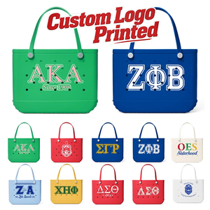 Sac de plage personnalisé avec logo de sororité, sac fourre-tout en caoutchouc Greek Life, cadeau personnalisé pour la fraternité, grand sac à main en EVA imperméable et lavable - Product Image 1