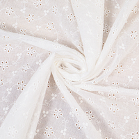 Tissu en dentelle 100 % coton découpé au laser, perforé, à broderie florale, ajouré, pour robes, chemisiers et vêtements pour enfants