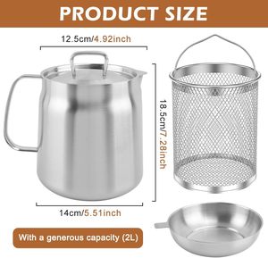 En gros, Pot de cuisson 2 en 1 robuste avec passoire à huile et filtre en acier inoxydable 304 - Product Image 2