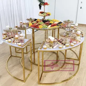 Caldo di vendita di cerimonia nuziale evento torta dessert cibo oro decorativo pavimento bianco plillar cibo supporto da tavolo di base