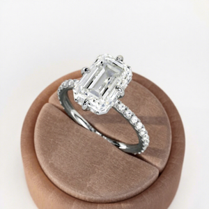 Anillo de Compromiso Elegante con Diamante Cultivado en Laboratorio, Corte Esmeralda, Estilo Art Deco, 4 Quilates, Oro 14k/18k, Certificado IGI, para Mujer, India - Product Image 3