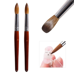 Pinceau à ongles en acrylique Kolinsky Sable 20%-100% Taille 14-24, virole ronde, manche en bois rouge pour le soin des ongles - Product Image 4