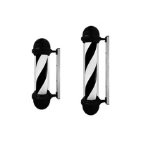 Poteau de barbier rotatif en plastique étanche à capot rond, panneau lumineux mural pour salon de coiffure, lampe LED rotative