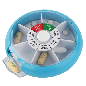 Athmedic food grade circle pill box round week pill case 7 compartments pill storage organizer