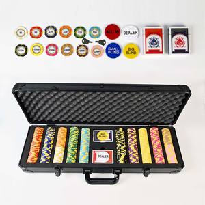 ชุดชิปโป๊กเกอร์ดินเหนียวแบบกำหนดเองขายส่ง 500 ชิ้น พร้อมกล่องอลูมิเนียมสีดำ ชุดชิปคาสิโนสำหรับคลับโป๊กเกอร์ - Product Image 3
