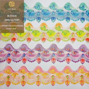 Encaje Bordado Multicolor para <span class=keywords><strong>Ropa</strong></span> <span class=keywords><strong>Infantil</strong></span>, Decoración de Encaje de Poliéster, Encaje de Lentejuelas al por Mayor - Product Image 1