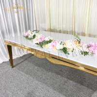 Vente en gros de table à manger en acier inoxydable avec plateau en verre table et chaises de mariage modernes pour mobilier événementiel