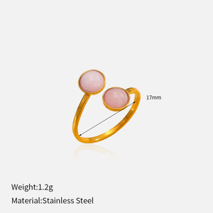 Bague en agate MW Fashion, <span class=keywords><strong>bijoux</strong></span> en pierre naturelle, plaqué or 18 carats, bague en pierres précieuses, <span class=keywords><strong>bijoux</strong></span> en acier inoxydable pour cadeau - Product Image 6