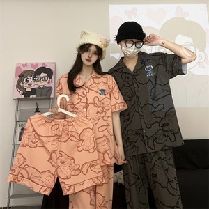 Conjunto de Pijamas de Verano de Tres Piezas para Parejas, Diseño de Dibujos Animados, Lindo, Rejuvenecedor, Moderno y Fresco para Mujer, Ropa de Casa para Hombre - Product Image 1