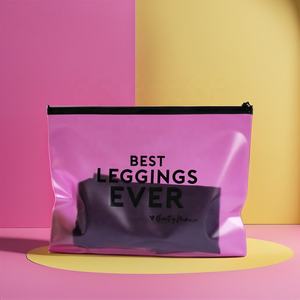 Sacs d'emballage de leggings à fermeture éclair givrés roses sacs <span class=keywords><strong>en</strong></span> plastique horizontaux avec fermeture éclair givrée pour leggings emballés nouveau Design - Product Image 1