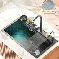 Évier de cuisine intelligent multifonctionnel Maite Modern Nano Surface, finition mate, résistant aux rayures, haute qualité, cuve rectangulaire, garantie 1 an