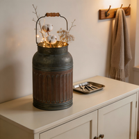 VintageMetal fer galvanisé lait peut eau peut usine vente en gros fleurs Vases pour jardin ferme conteneur cadeau emballage