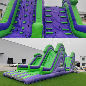 Pista <span class=keywords><strong>de</strong></span> Obstáculos Inflable Comercial Morada y Verde - Mega Desafío al Aire Libre para Niños y Adultos, Alquiler para Fiestas - Product Image 6