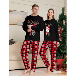 Black Long Sleeve <strong>Couple</strong> Loungewear <strong>Christmas</strong> Cartoon Snowflake Deer Print Family Women'S <strong>Christmas</strong> <strong>Pyjamas</strong> - Product Image 2