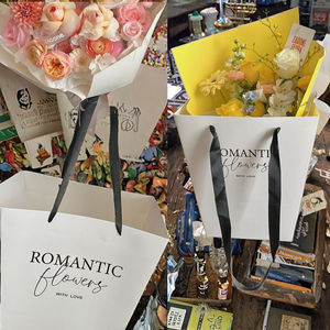 Bolsa de Papel Kraft Reciclable Ecológica Grande, Estilo Ruso, Trapezoidal, para Envolver Ramos de Flores, Bolsa de Embalaje Artesanal con Cinta - Product Image 2