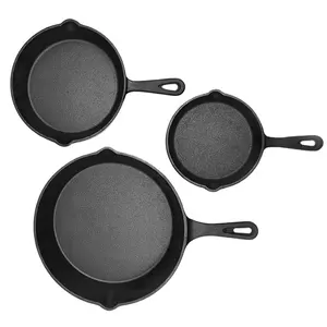 Chefcookware Đúc Sắt Vòng 6/8/10 Inch preseasoned Không Dính Đồ Nấu Nướng 3 Pcs Ngoài Trời BBQ Nướng Men Đúc Sắt Chảo Bộ