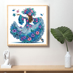DIY 30*30CM bleu fleur <span class=keywords><strong>danseuse</strong></span> décor à la maison diamant peinture spéciale en forme de cristal créatif diamant peinture pour décoration murale - Product Image 3