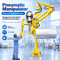 Bras manipulateur pneumatique industriel avec arbre à expansion pneumatique pour la manutention de rouleaux de film et de matériaux en bobine