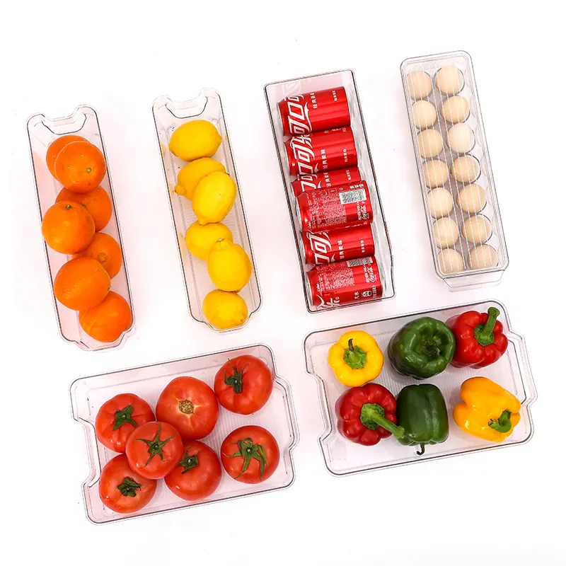 Set mit 6 Kühlschrank-Organizer-Behältern Stapelbare Kühlschrank-Organizer für Gefrier schrank Küche Klare Kunststoff-Pantry-Lager regale