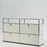 Umweltfreundliches, feuerfestes Edelstahl-Imitat-Metall-Multifunktions-Sideboard mit neu konfigurierbarem Design und gehärtetem Glas für Bücher und Fernseher