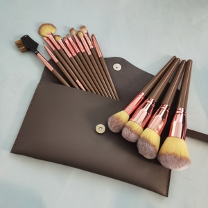 Ensemble de pinceaux de maquillage professionnels pour fond de teint, sourcils et fard à paupières, 15 pièces, kit de pinceaux cosmétiques avec manche en bois, outils de maquillage essentiels - Product Image 5